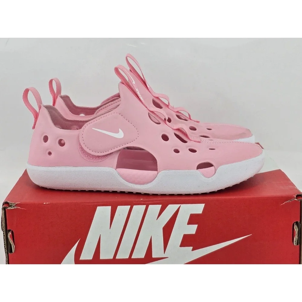 Nike Sunray Protect 4 Water Shoes Sandals sz 1 Youth Girl Pink/White Closed Toe